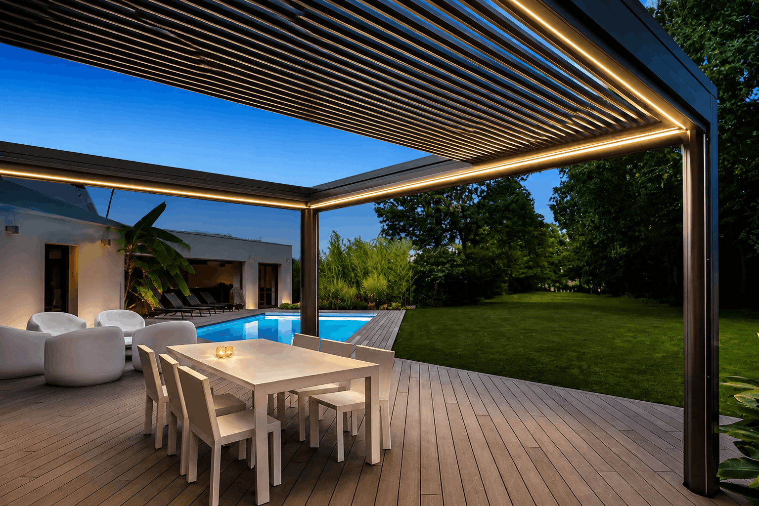 Fabricant de pergola sur-mesure en aluminium avec éclairage Aix-en-Provence